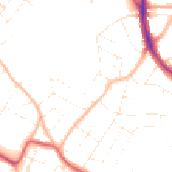 Daytime road noise heatmap for BS9 3QN