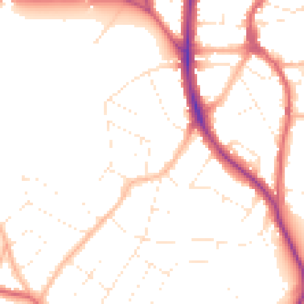 Daytime road noise heatmap for BS9 3QT