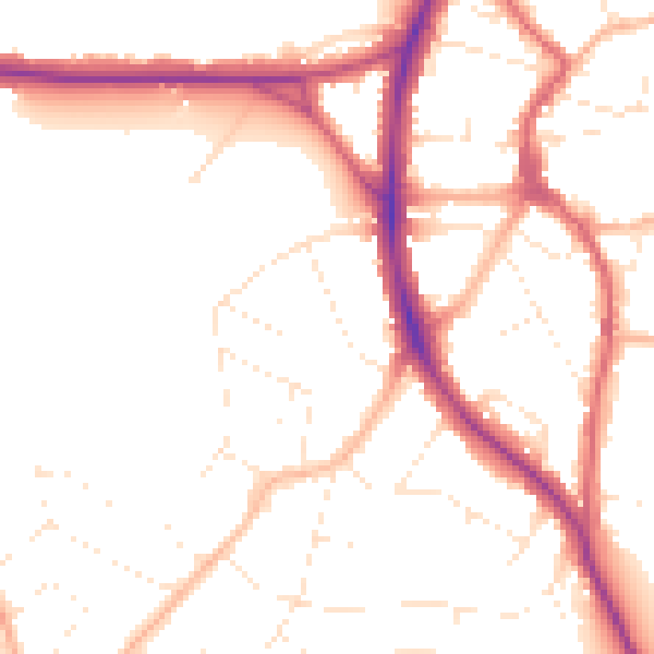 Daytime road noise heatmap for BS9 3QZ