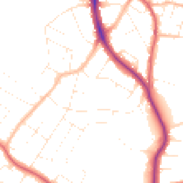 Daytime road noise heatmap for BS9 3SS
