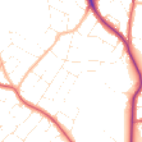 Daytime road noise heatmap for BS9 3TE