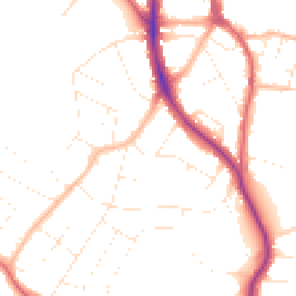 Daytime road noise heatmap for BS9 3TP
