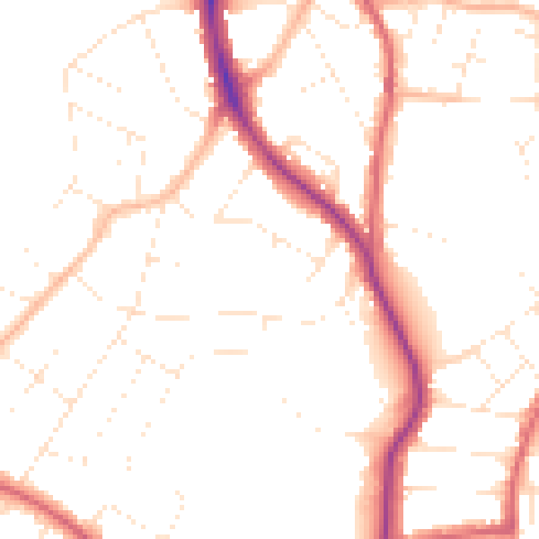Daytime road noise heatmap for BS9 3TT
