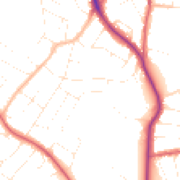 Daytime road noise heatmap for BS9 3UD