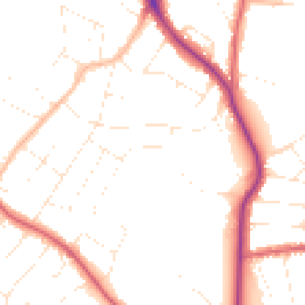 Daytime road noise heatmap for BS9 3UE