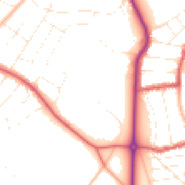Daytime road noise heatmap for BS9 3UW