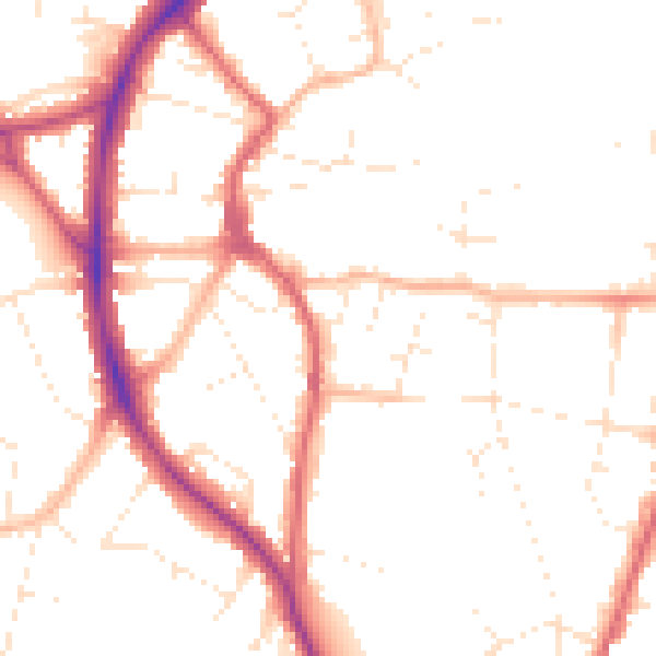 Daytime road noise heatmap for BS9 4AD