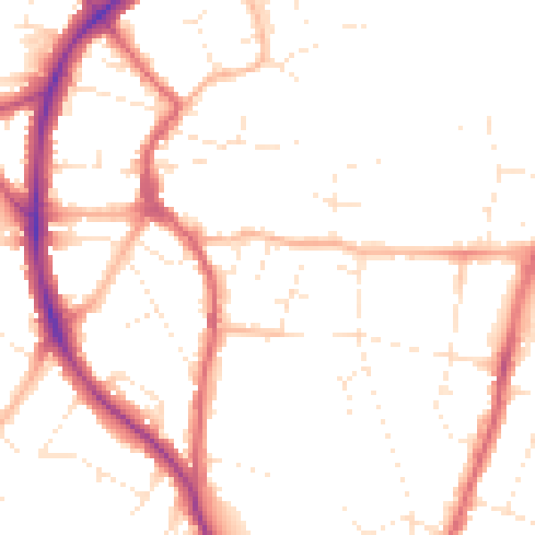 Daytime road noise heatmap for BS9 4AF