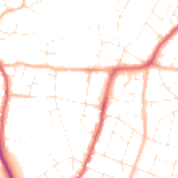 Daytime road noise heatmap for BS9 4AP