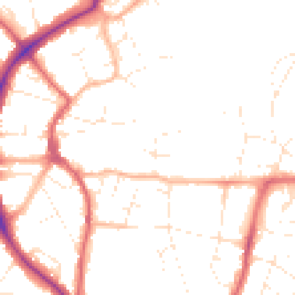Daytime road noise heatmap for BS9 4AQ