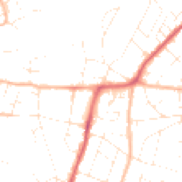 Daytime road noise heatmap for BS9 4AS