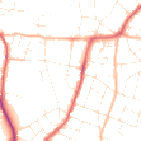 Daytime road noise heatmap for BS9 4BJ