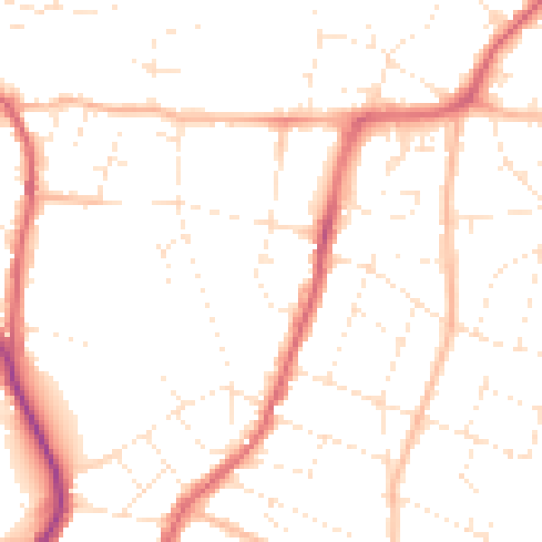 Daytime road noise heatmap for BS9 4BN