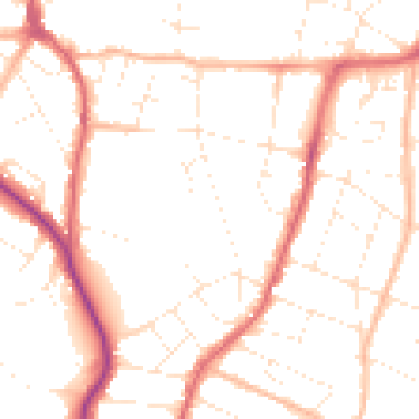 Daytime road noise heatmap for BS9 4BU