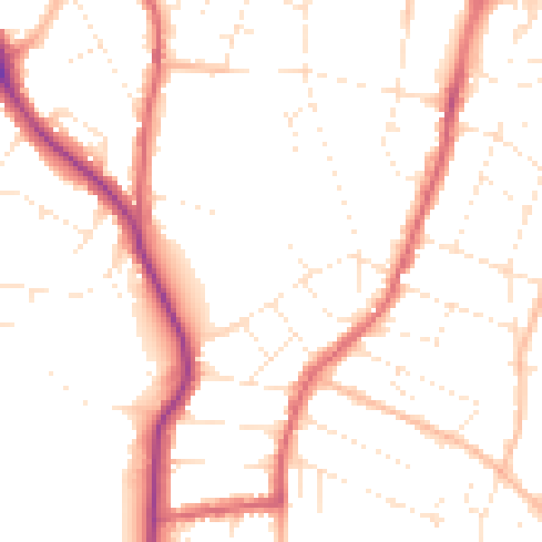 Daytime road noise heatmap for BS9 4DG