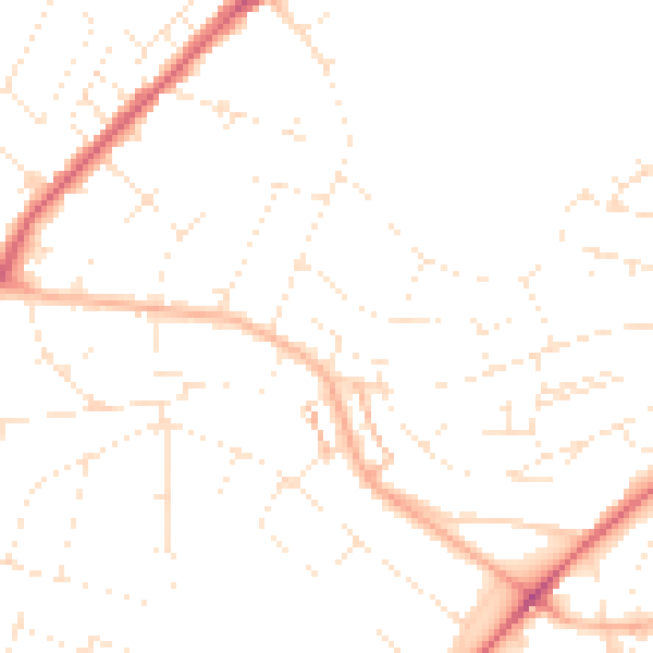 Daytime road noise heatmap for BS9 4DJ
