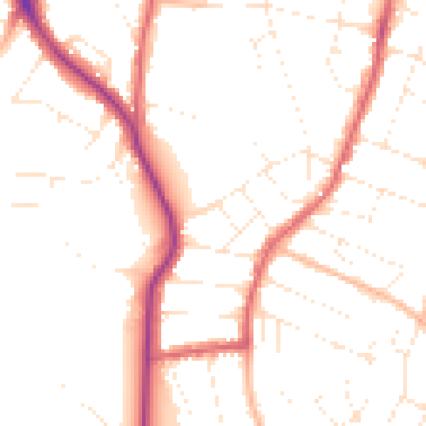 Daytime road noise heatmap for BS9 4DT
