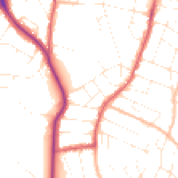 Daytime road noise heatmap for BS9 4DU