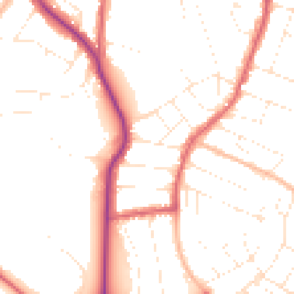 Daytime road noise heatmap for BS9 4DZ