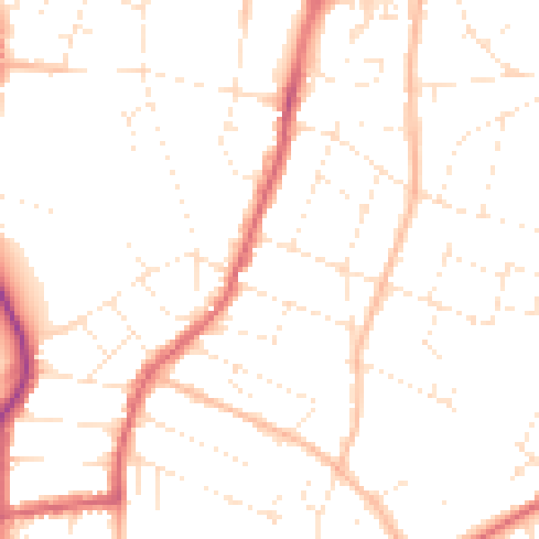 Daytime road noise heatmap for BS9 4JA