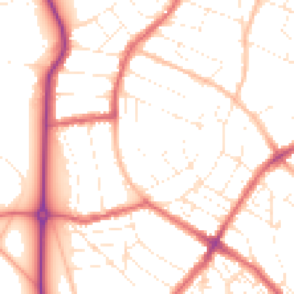 Daytime road noise heatmap for BS9 4JE