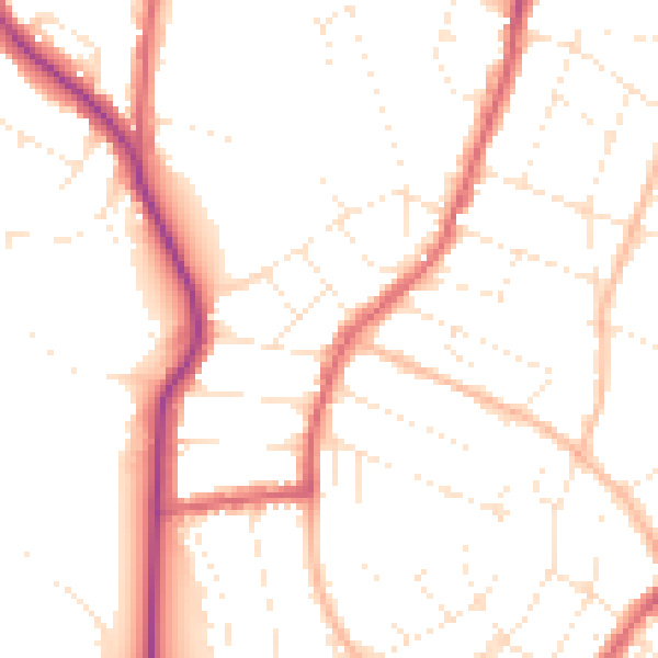 Daytime road noise heatmap for BS9 4JJ