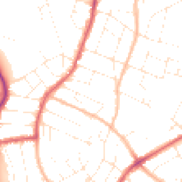 Daytime road noise heatmap for BS9 4LD