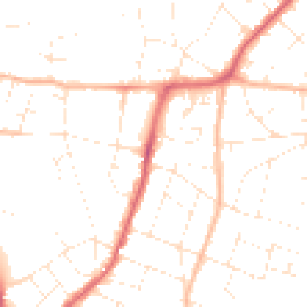 Daytime road noise heatmap for BS9 4NJ