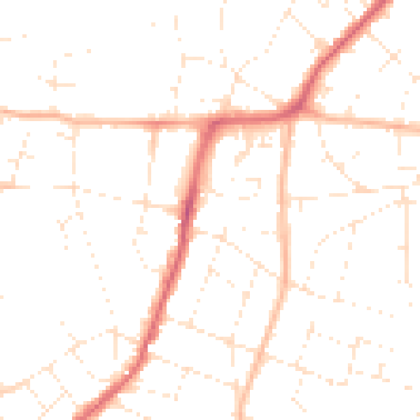 Daytime road noise heatmap for BS9 4NN
