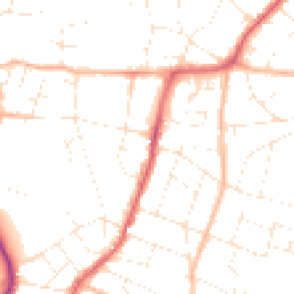 Daytime road noise heatmap for BS9 4NQ