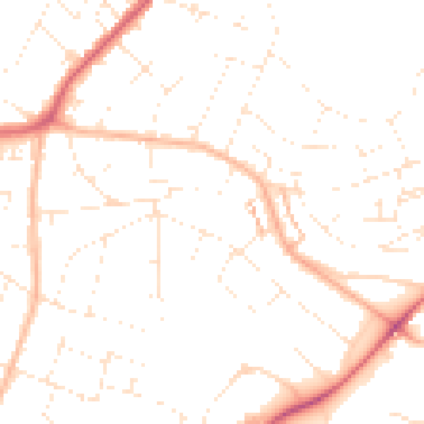 Daytime road noise heatmap for BS9 4PA