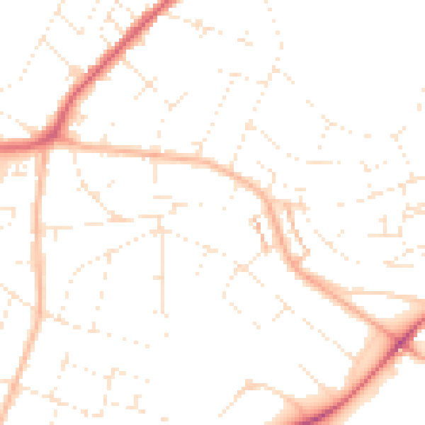 Daytime road noise heatmap for BS9 4PP