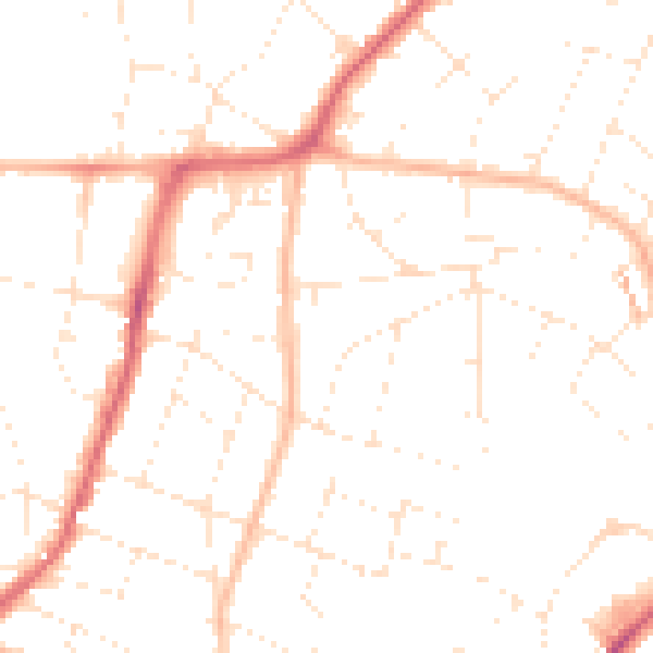 Daytime road noise heatmap for BS9 4PT