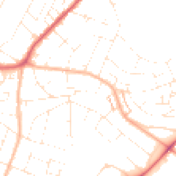 Daytime road noise heatmap for BS9 4PW