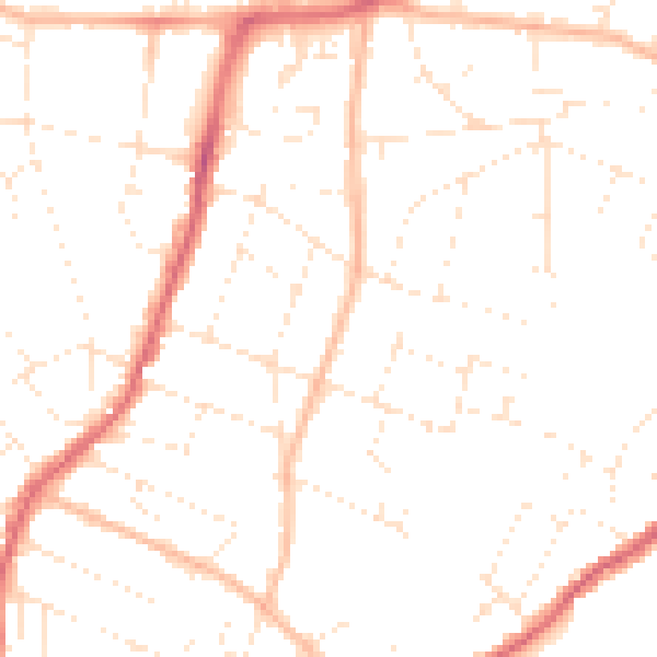 Daytime road noise heatmap for BS9 4QD