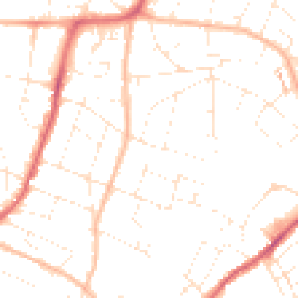 Daytime road noise heatmap for BS9 4RW
