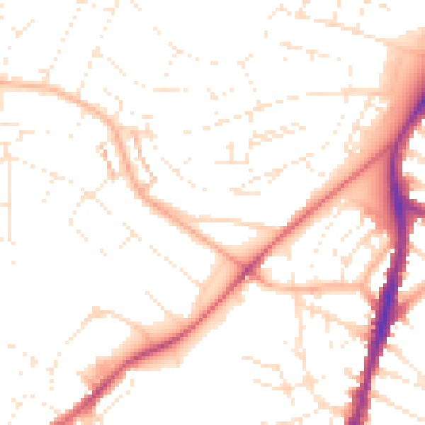 Daytime road noise heatmap for BS9 4SW