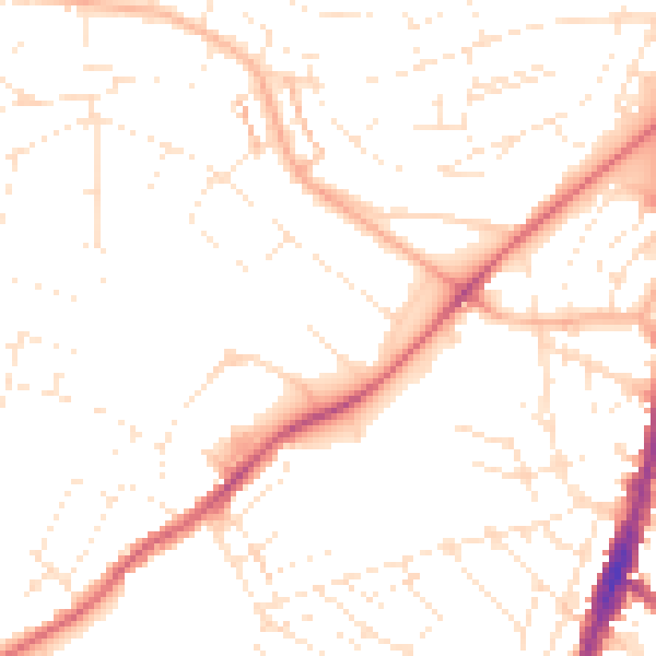 Daytime road noise heatmap for BS9 4TF