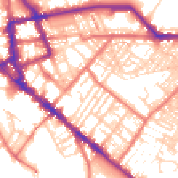 Daytime road noise heatmap for CA1 2AD