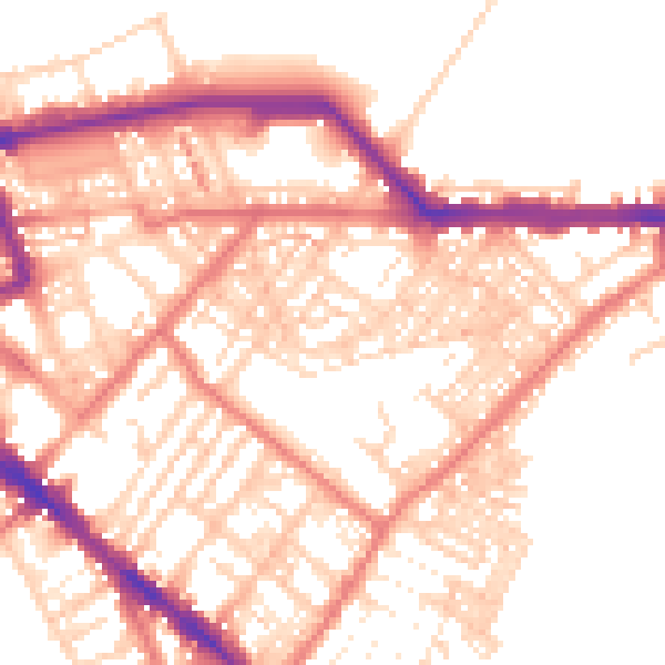 Daytime road noise heatmap for CA1 2AJ