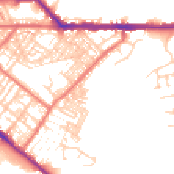 Daytime road noise heatmap for CA1 2DF