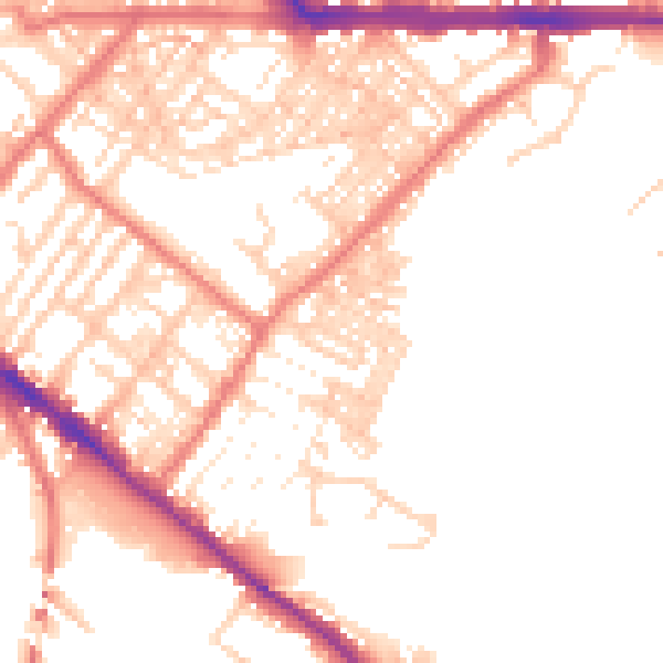 Daytime road noise heatmap for CA1 2DN