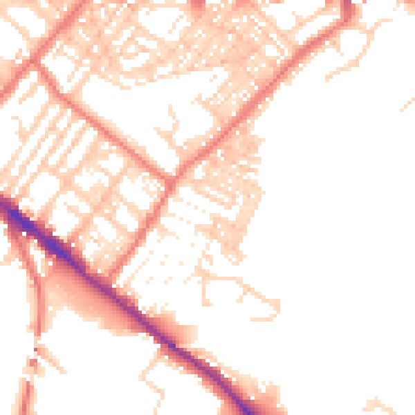 Daytime road noise heatmap for CA1 2DT
