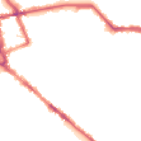 Night-time road noise heatmap for CA1 2ER