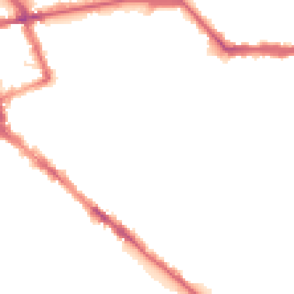 Night-time road noise heatmap for CA1 2ES