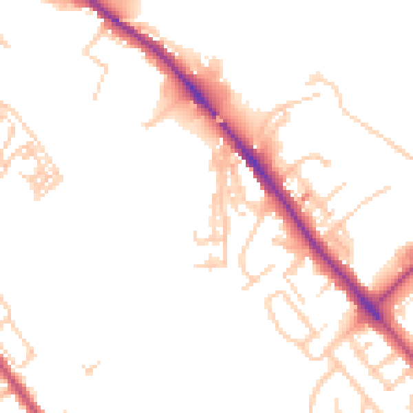 Daytime road noise heatmap for CA1 2FD