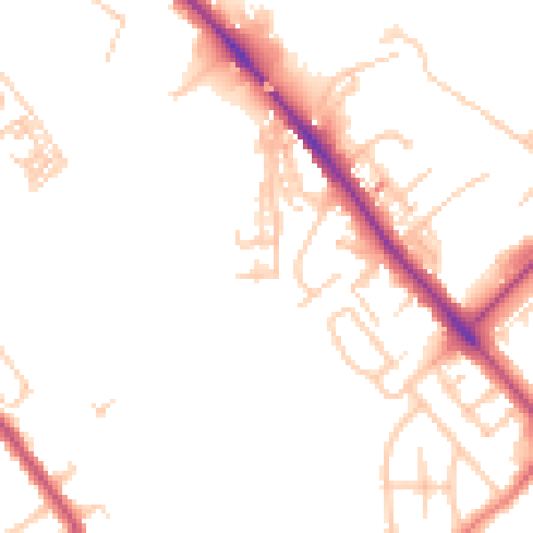 Daytime road noise heatmap for CA1 2FF