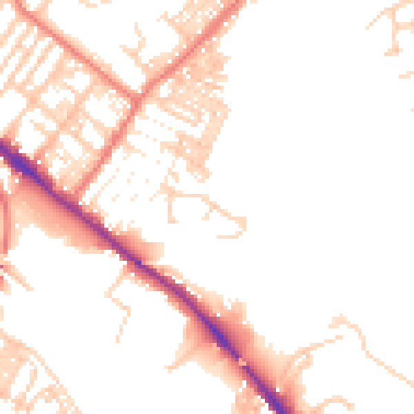 Daytime road noise heatmap for CA1 2FH