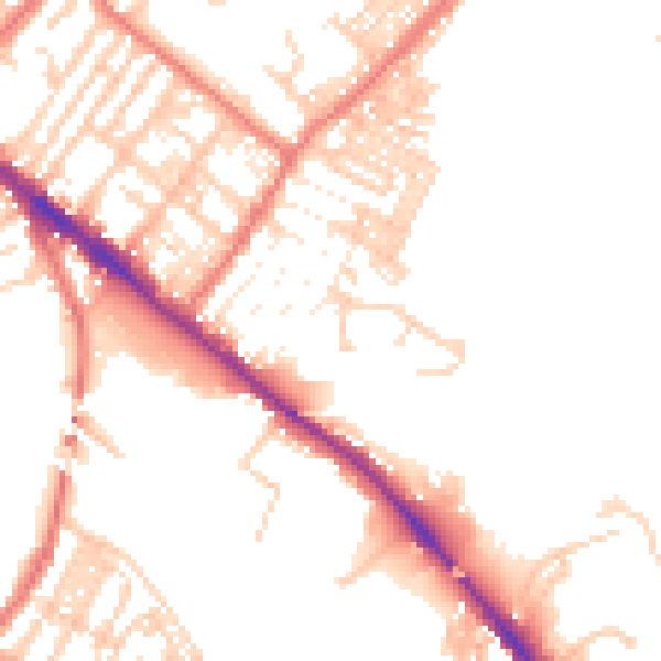 Daytime road noise heatmap for CA1 2FJ