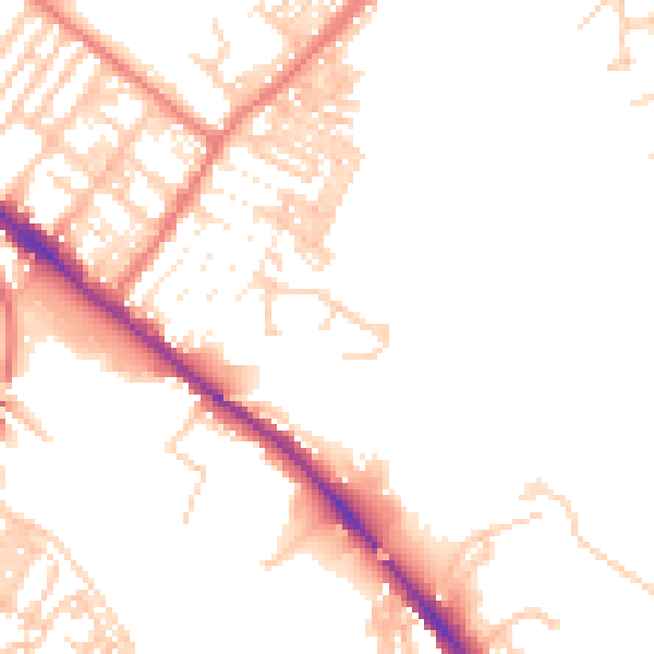 Daytime road noise heatmap for CA1 2FL